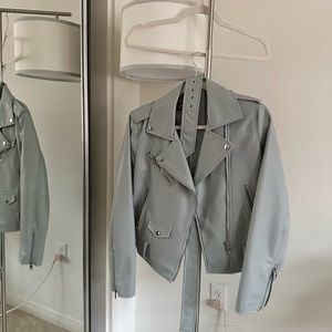 Zara Light Blue Faux Leather Biker Jacket - Used Once